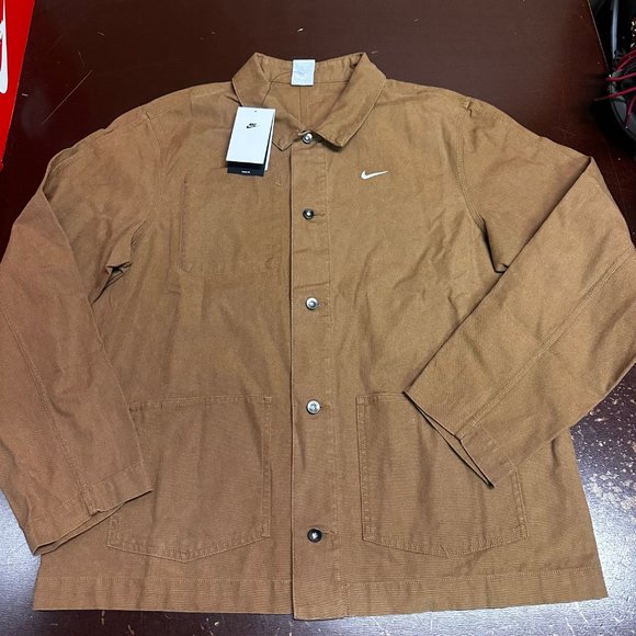 Nike Mens Brown Unlined Chore Collared Long Sleeve Pockets Coat Size Medium - Picture 2 of 5